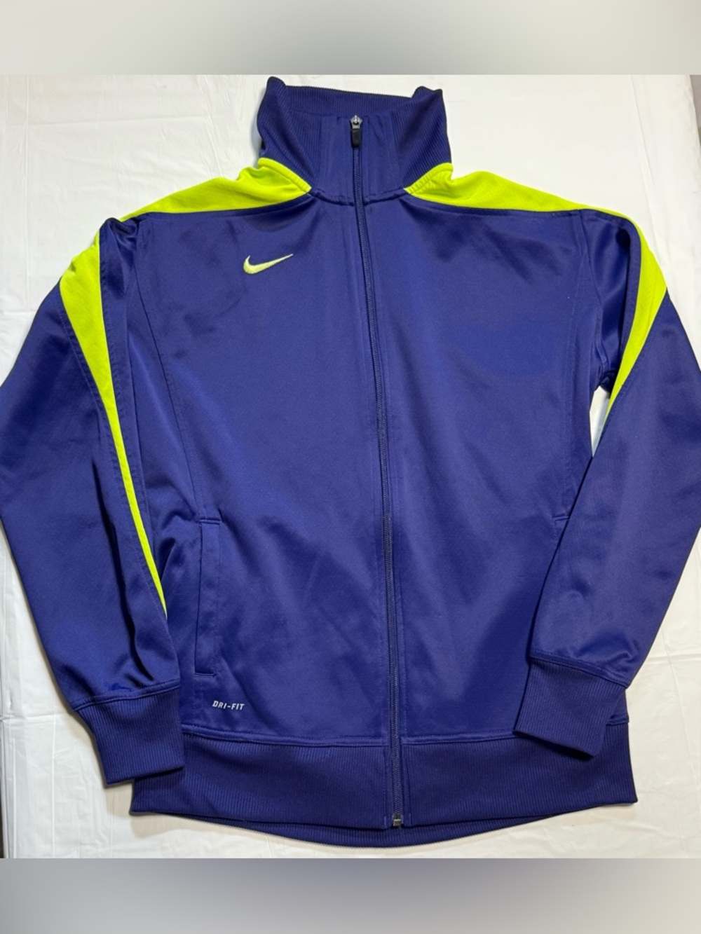 Nike Dri-Fit Track Jacket XL Purple Neon Yellow Full Zip Athletic
